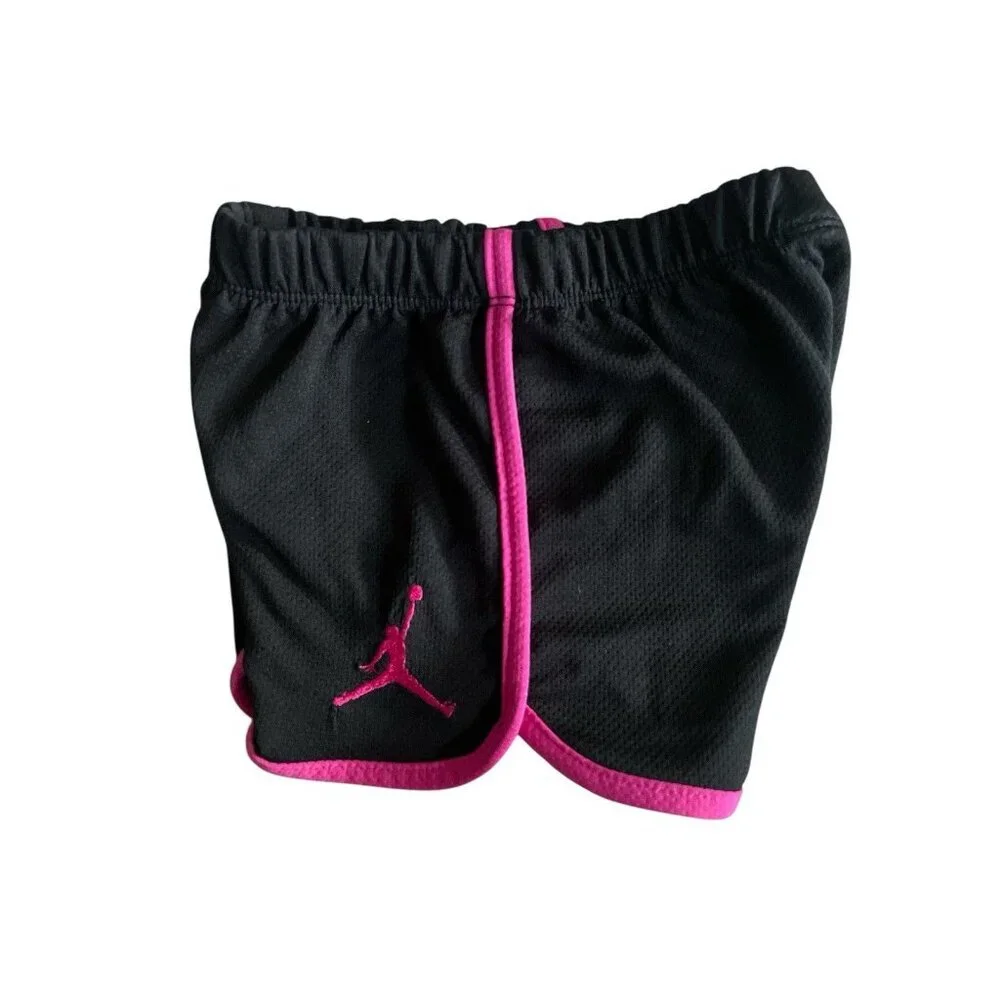 Jordan Black & Pink Pull On Elastic Waist Athletic Shorts Toddler Girls Size 2T - Picture 2 of 5